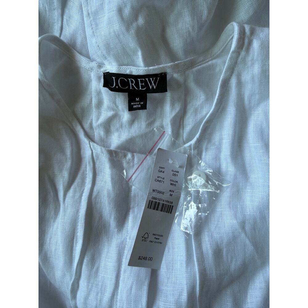 j. crew seamed linen midi dress removable belt white ca671 women size medium - Picture 6 of 8